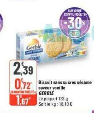 Promo Biscuit Sans Sucres S Same Saveur Vanille Gerbl Chez G