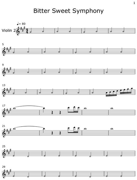 Bitter Sweet Symphony Sheet Music For Violin