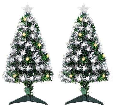 HOMCOM Set 2 Alberi Di Natale Artificiali Con Luci A LED Fibre Ottiche