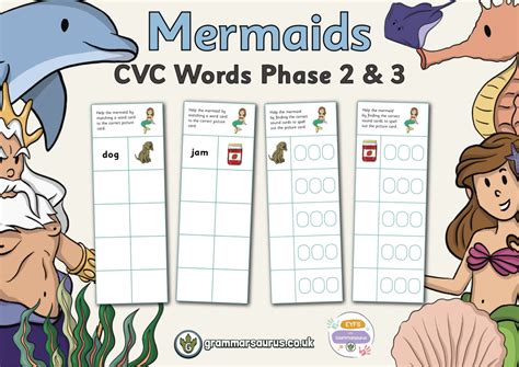 Eyfs Mermaids Cvc Words Phase 2 And 3 Grammarsaurus