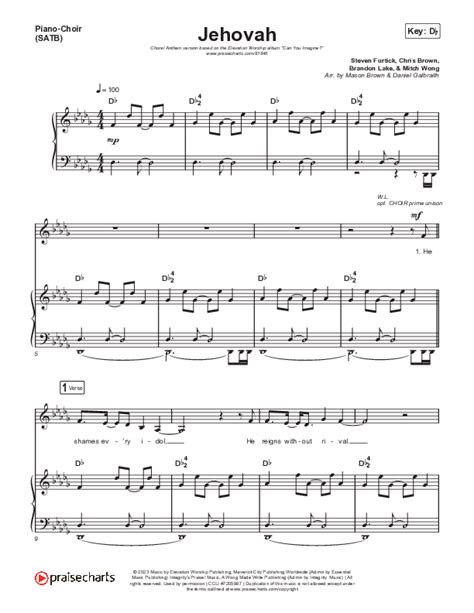 Jehovah Choral Anthem Satb Sheet Music Pdf Elevation Worship Chris