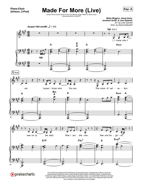 Made For More Unison2 Part Sheet Music Pdf Josh Baldwin Jenn