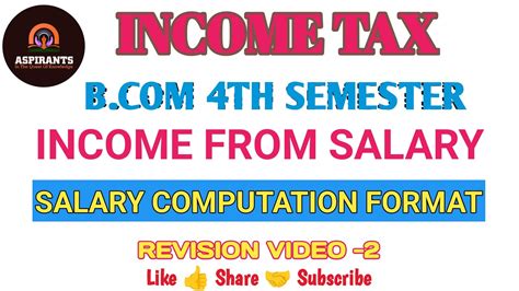 SALARY COMPUTATION FORMAT INCOME FROM SALARY INCOME TAX B 4TH