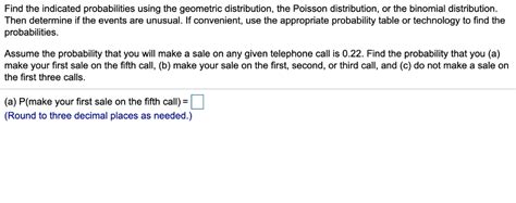 Solved Find The Indicated Probabilities Using The Geometric