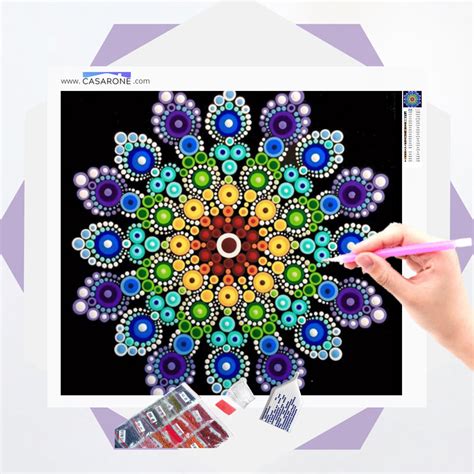 Tela Mandala Pontilhada Roxa Kit Pintura Diamante Casarone