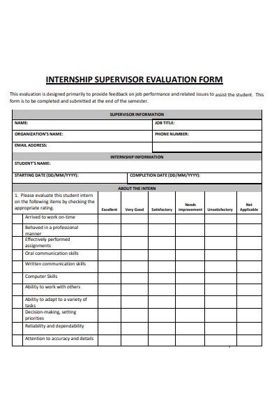 Free Internship Evaluation Form Samples Pdf Ms Word Google Docs