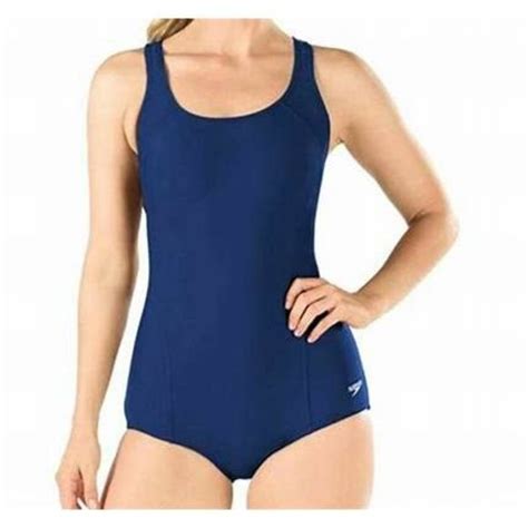 Speedo Womens Swimsuit Blue One Piece Powerflex Princess Seam