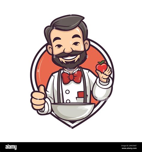 Chef Holding Plate And Thumbs Up Cartoon Mascot Illustration Stock Vector Image And Art Alamy