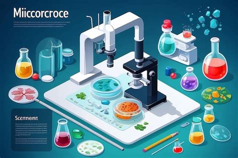 Escena Isométrica do Mundo Microscópico para Aprender Biologia Foto