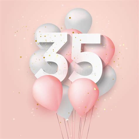 Happy 35th Birthday Balloons Greeting Card Background Stock Vector Illustration Of Card