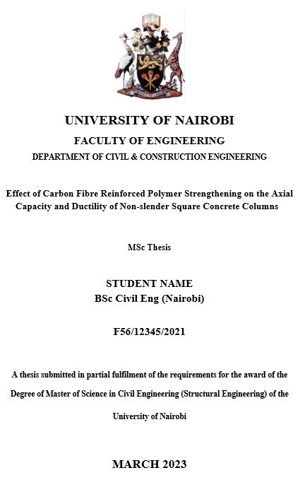 Master S And PhD Thesis Template Developed DEPARTMENT OF CIVIL