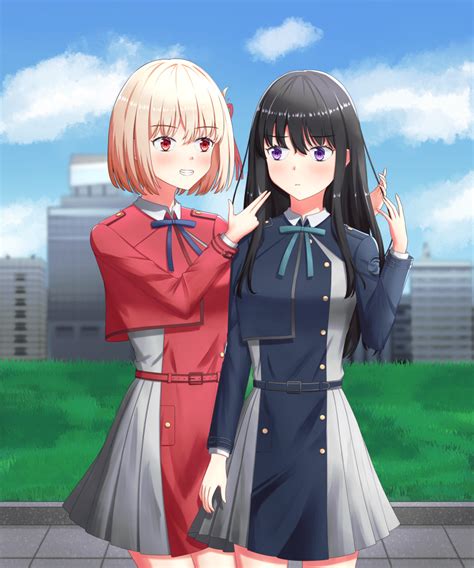 Safebooru 2girls D Absurdres Bangs Belt Black Hair Blonde Hair Blue