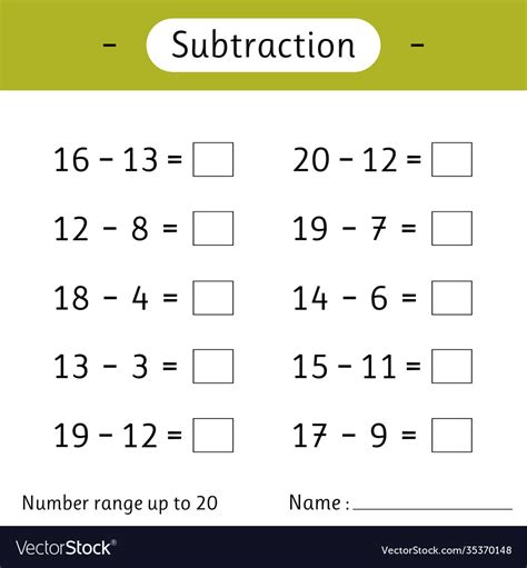 Math Worksheets Printable Subtraction To 10 4 2 Williamsburgh