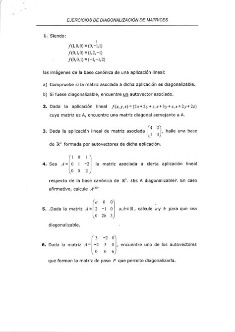 Ejercicios De DiagonalizaciÓn Docsity