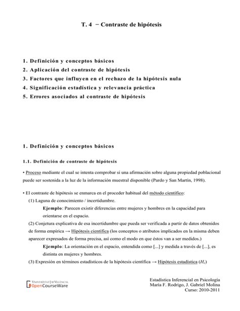 T 4 Contraste de hipótesis OCW UV