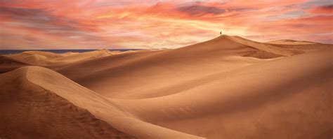 Desert Wallpaper 4k Evening Sand Dunes Alone