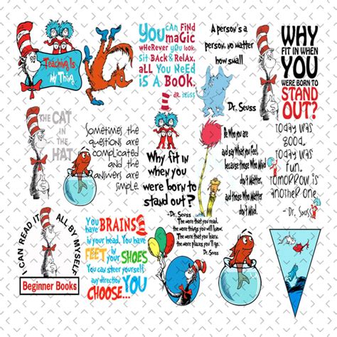 Dr Seuss Quotes Svg Bundle Dr Seuss Svg Cat In The Hat Svg Inspire