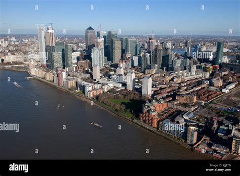 canary wharf financial district   air stock photo alamy