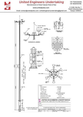 High Mast Lighting Pole 16 Mtr High Mast Lighting Pole Manufacturer