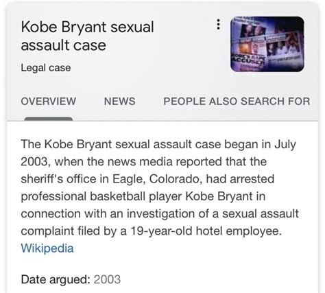 Kobe Bryant Sexual E Assault Case The Kobe Bryant Sexual Assault Case Began In July 2003 When