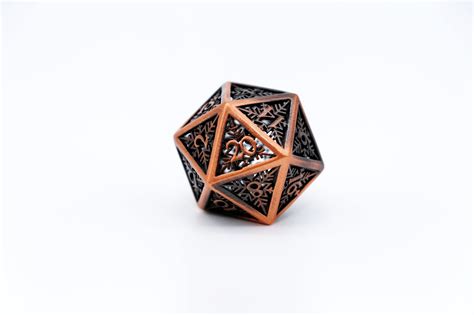 Copper Snowflake Hollow Metal D20 Bookwyrm Games