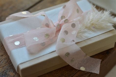 Beige Pinky Nude With Gold Polka Dot Sheer Ribbon Etsy