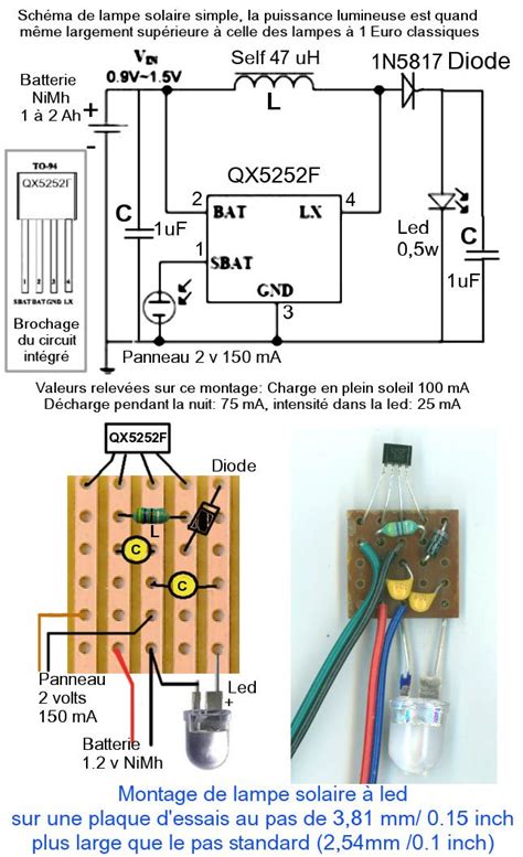 QX5252 Schema Montage Plaque Essais Lampe Solaire Led Lampes Solaires