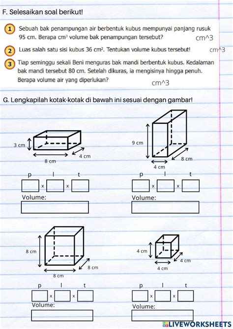 Volume Bangun Ruang Activity Live Worksheets