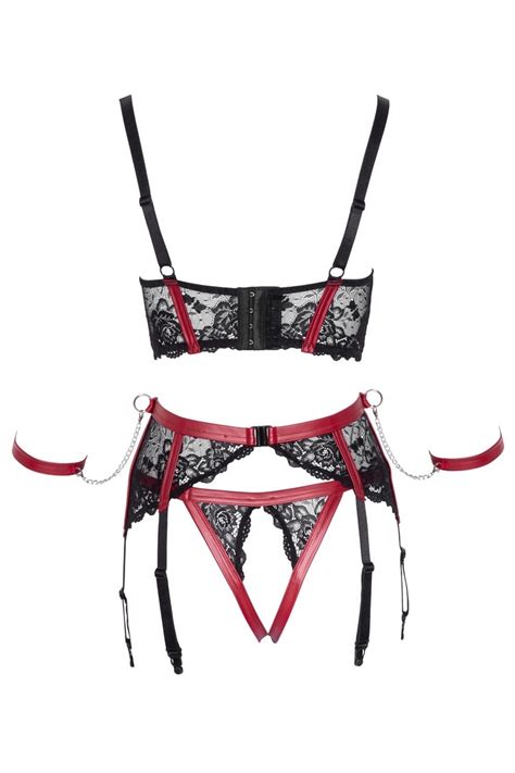 Lingerie Ouverte Rouge Avec Attaches Cottelli Bondage