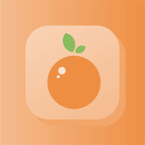 Orange Fruit 3d Button Outline Icon Healthy Nutrition Concept Flat Symbol Sign Vector