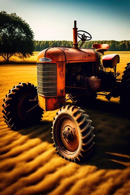 Premium AI Image | Rusty old tractor on the field