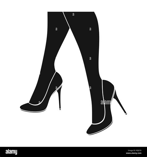 Female Feet In Heels Womens Shoes Single Icon In Black Style Vector