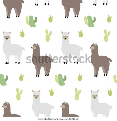 Seamless Pattern Lamas Cactus Alpaca Cactus Stock Vector Royalty Free