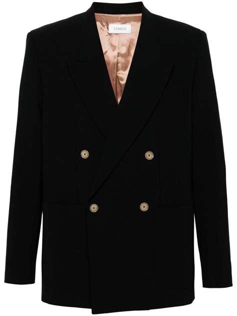 Laneus Peak Lapels Double Breasted Blazer Black Farfetch