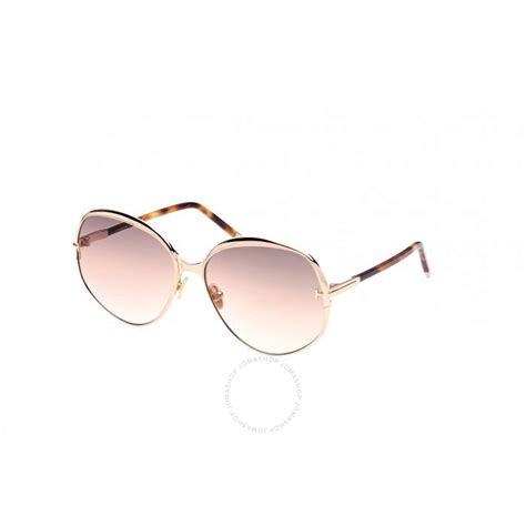 Tom Ford Yvette Brown Gradient Round Ladies Sunglasses Ft0913 28f 60 889214292414 Sunglasses