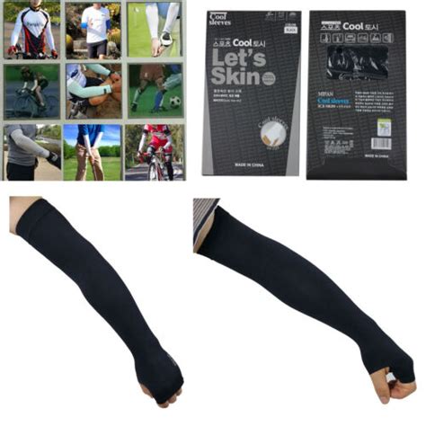 Seamless Black Cooling Arm Sleeves Cover Uv Sun Protection Outdoor