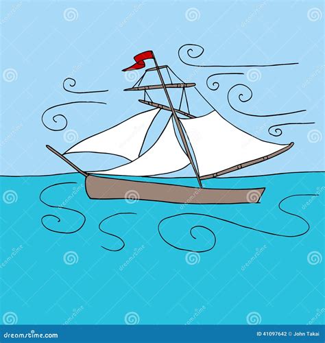 Sailing Boat In Ocean Stock Vector Illustration Of Yacht