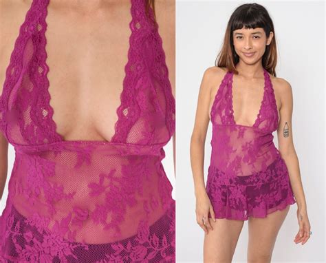 Lace Lingerie Top Y K Sheer Purple Halter Neck Top Victoria S Secret Lace Camisole Lace Tank Low