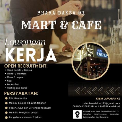 Lowongan Kerja Head Barista Barista Waiter Waitress Cook Helper