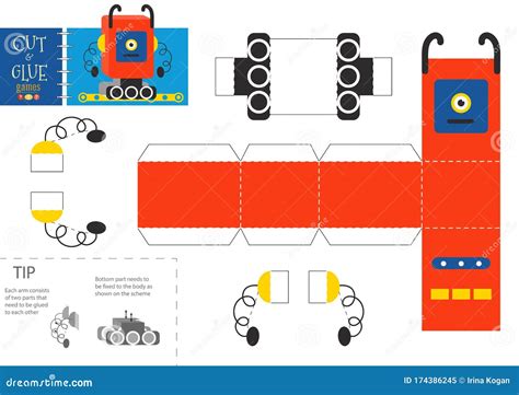 Cut And Glue Robot Toy Vector Illustration Worksheet Paper Craft And