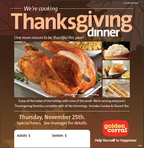 Golden Corral Thanksgiving Dinner Menu : Let Golden Corral do all of the work. See their holiday ...