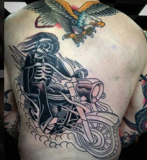 120+ Outlaw Biker Tattoos For Guys (2024) Motorcycle Designs Harley Davidson