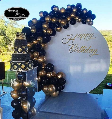 Happy Birthday 45th Party Black Gold Glitter Round Backdrops Artofit