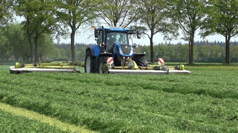 Gras Maaien Door Grefelman Met New Holland T7 270 Claas Disco 1100 C