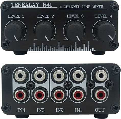 TENEALAY Mezclador De Audio RCA De 4 Canales Control De Niveles De