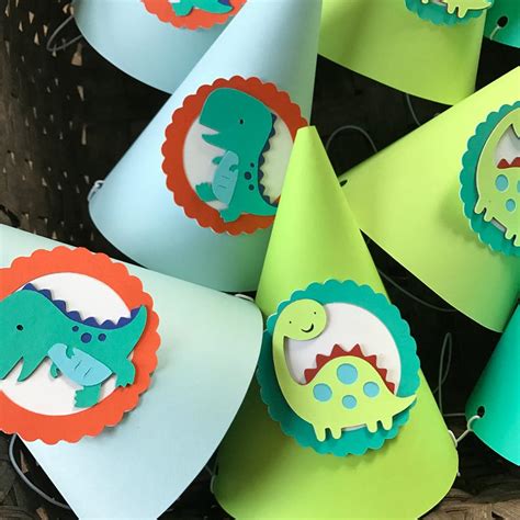 Dinosaur Party Hats Set Of 6 Etsy