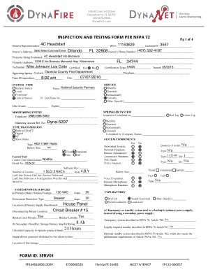 Fillable Online Inspection And Testing Form Per Nfpa Pg Of C