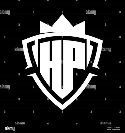 Hp Letter Bold Monogram With Triangle Curve Shield Shape With Crown