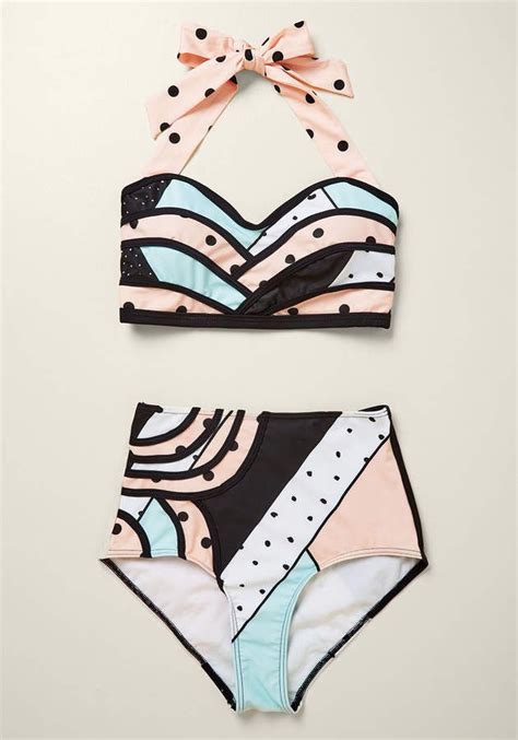 ModCloth High Dive By Set The Serene High Waisted Bikini Bottom In