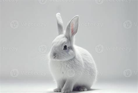 Front View Of Cute Baby Rabbits On White Background Little Cute